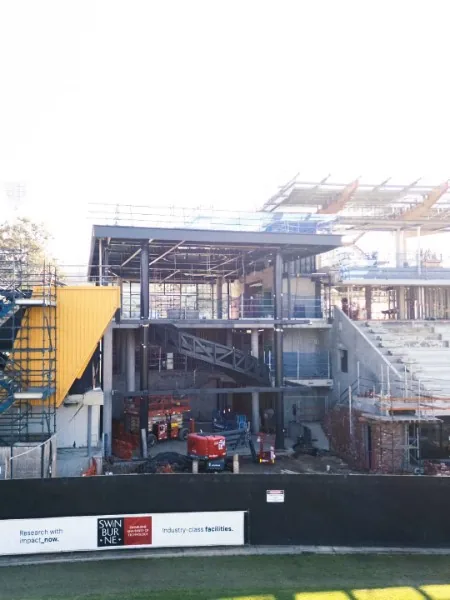 Multi-level structural steel frame and canopy supplied for a commercial construction project