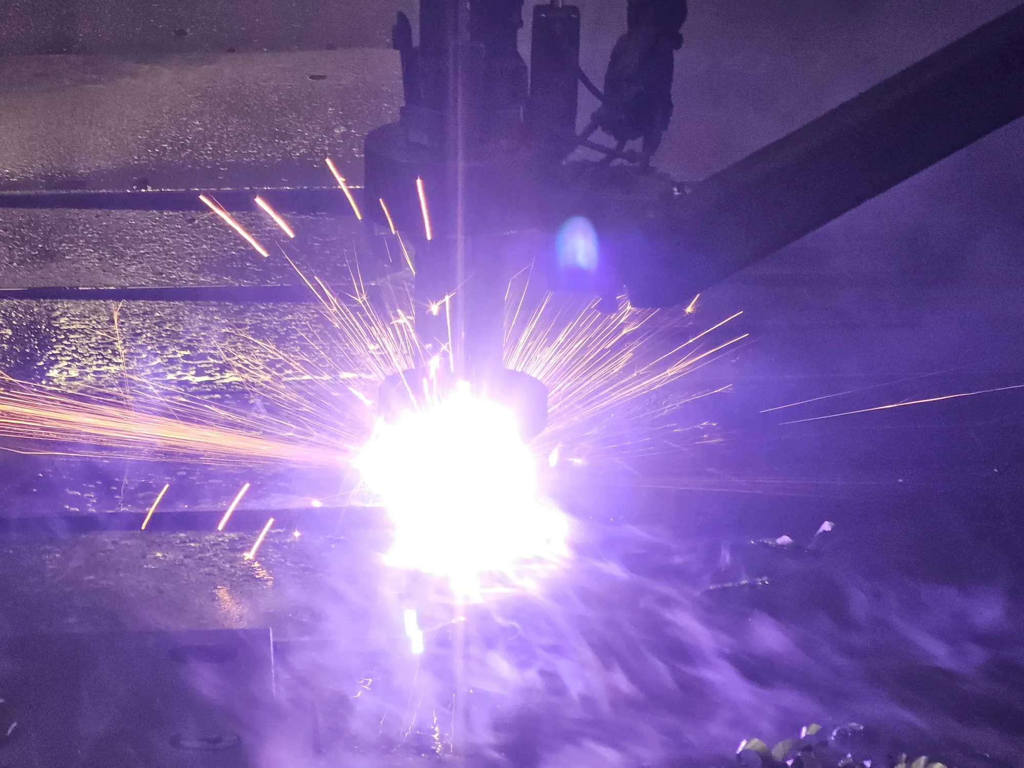Plasma cutting sparks at M-Steel Dandenong South